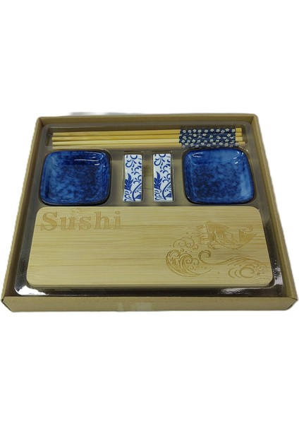 Akasya ve Seramik Sushi Seti 8 x 8 cm