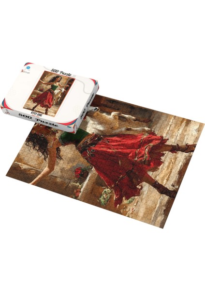 500 Parça Puzzle Gypsy Dans Kırmızı Etekli Kadın modelleri