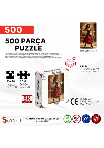 500 Parça Puzzle Gypsy Dans Kırmızı Etekli Kadın fırsatları