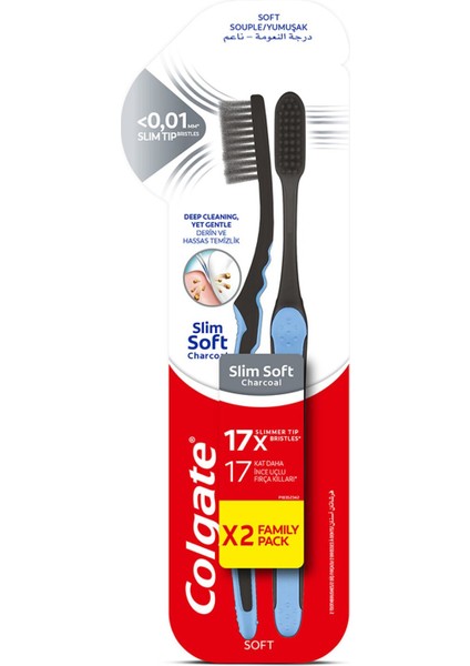 Mikro Ince Charcoal Yumuşak Diş Fırçası 1+1