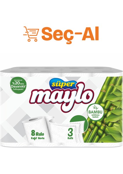 Süper Maylo Bambu Katkılı Kağıt Havlu 8'li