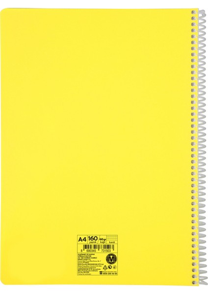 Spiralli Pp Kapak Kareli Defter 160 Yaprak