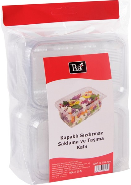Sızdırmaz Kullan-At Taşıma Kabı 10'lu 1000 cc