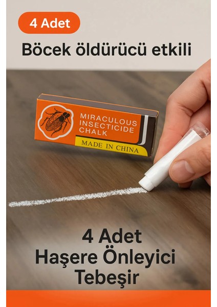 4 Adet Haşere Tebeşiri - Böcek Önleyici Tebeşir - Etkili Hamam Böceği ve Karınca Kovucu (324324)