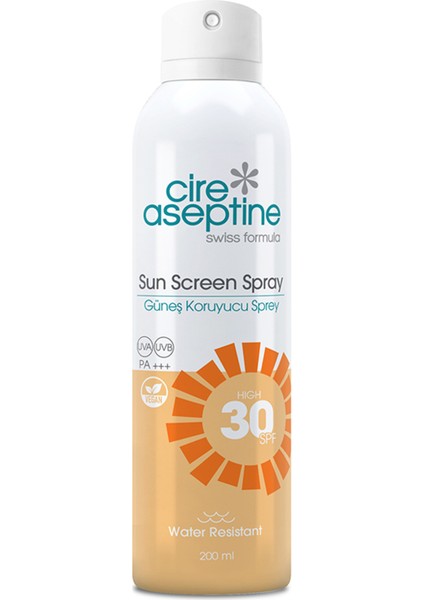 Cire Aseptine Şeffaf Sprey Güneş Kremi 30 Spf 200 ml