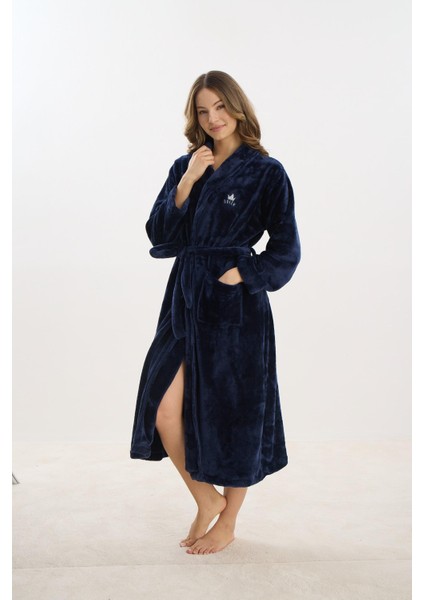 Kadın Uzun Süpersoft Lacivert Sabahlık C5T3N2O61