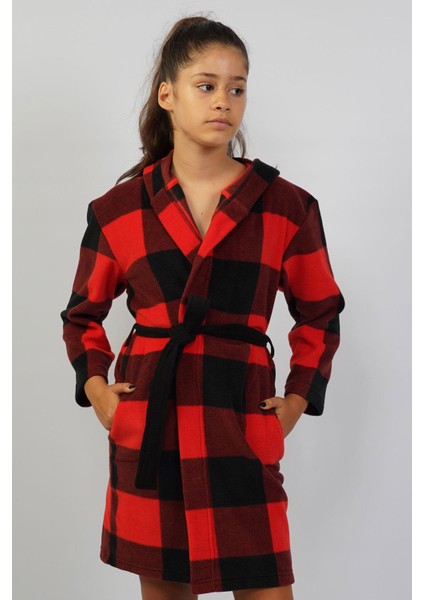 Kız Çocuk Polar Kırmızı Sabahlık C4T6N1O301 modelleri