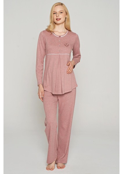 Kadın 3 Lü Kadife Sabahlıklı Gül Kurusu Lohusa Takım C1T0N1O5 fiyatları