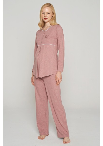 Kadın 3 Lü Kadife Sabahlıklı Gül Kurusu Lohusa Takım C1T0N1O5 modelleri