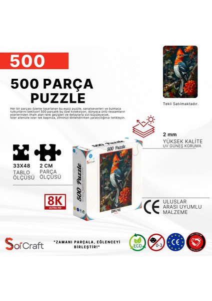 500 Parça Puzzle Renkli Kuş Sanatsal indirimleri