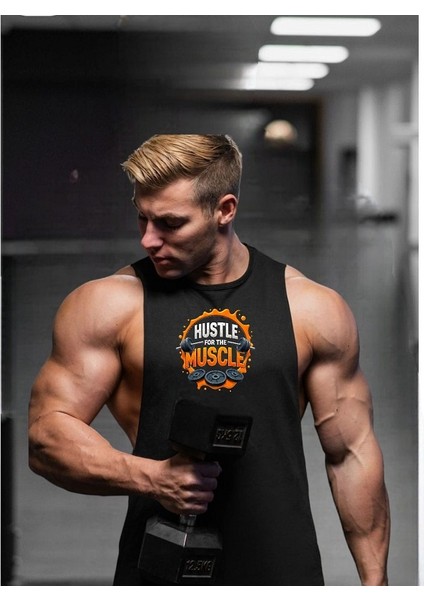 Fitness Gym Tank Top Sporcu Atleti Siyah Ince Askılı (Basket )