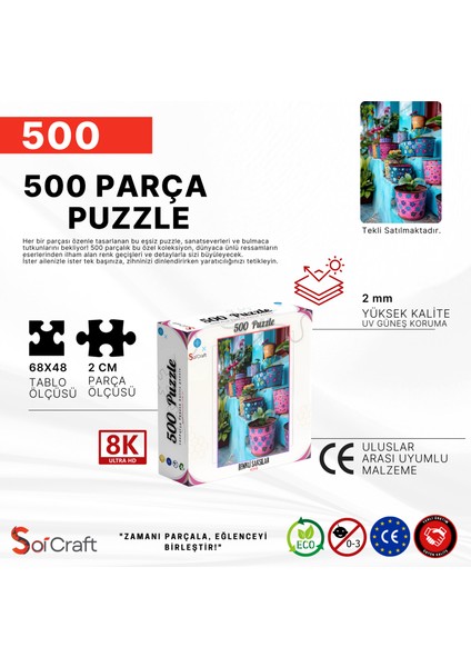 500 Parça Puzzle Renkli Kova Saksılar indirimleri