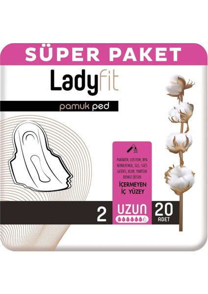 Pamuk Ped Süper Uzun 20 Ped X6 Paket (120 adet Tekli)