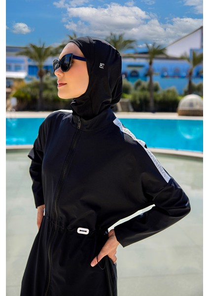 Tam Kapalı Tesettür Mayo Belden Stoplu, Su Tahliyeli M2507-1 fiyatları