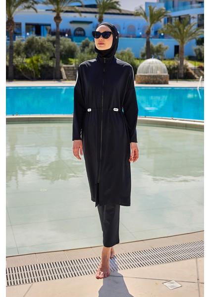 Tam Kapalı Tesettür Mayo Belden Stoplu, Su Tahliyeli M2507-1 modelleri