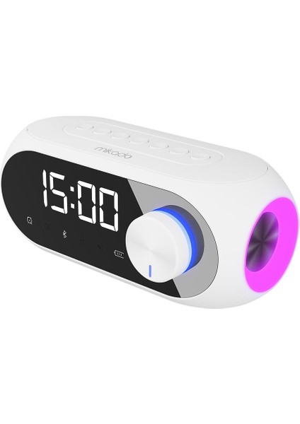 Mikado 1200MAH 5W Beyaz Bluetooth-Aux-Derece-Usb-Fm Double Alarmlı Saat Speaker Speaker