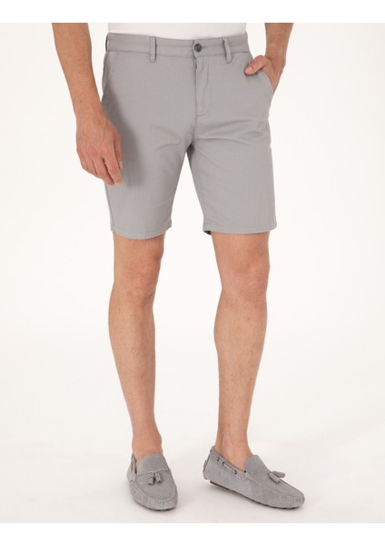Erkek Gri Slim Fit Dokuma Şort 50308132-VR024