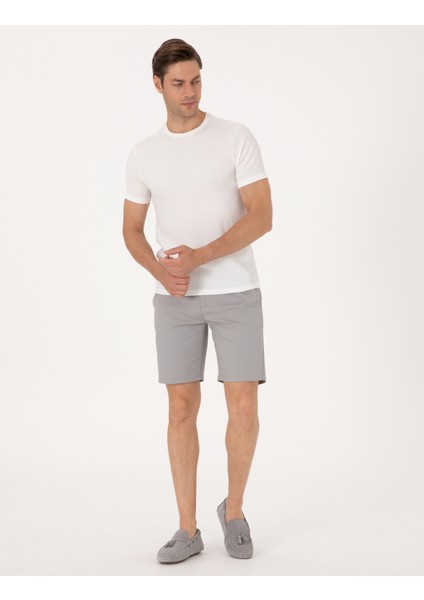 Erkek Gri Slim Fit Dokuma Şort 50308132-VR024
