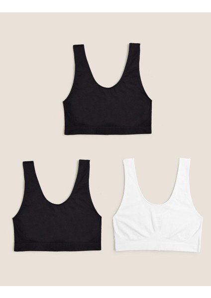3'lü Balensiz Crop Top Sütyen Seti