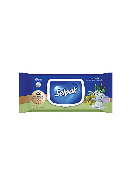 Organik Bambu & Zeytinyağlı Özlü Islak Mendil 50'li