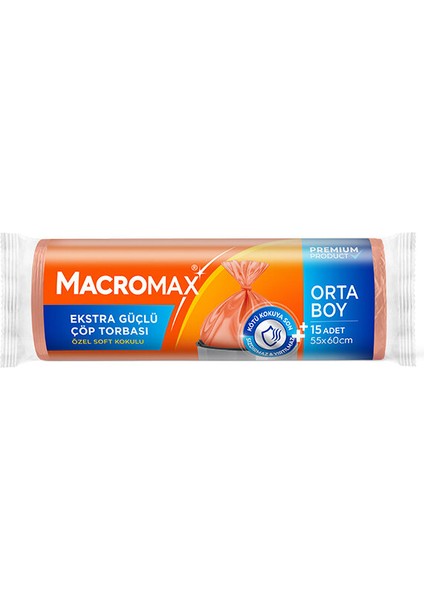 Extra Güçlü Çöp Torbası Orta Boy 15'li