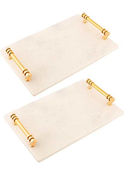 White Marble Tepsi Seti 2'li