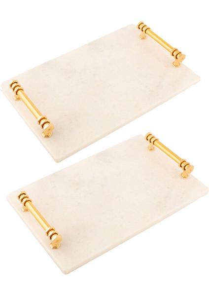 White Marble Tepsi Seti 2'li