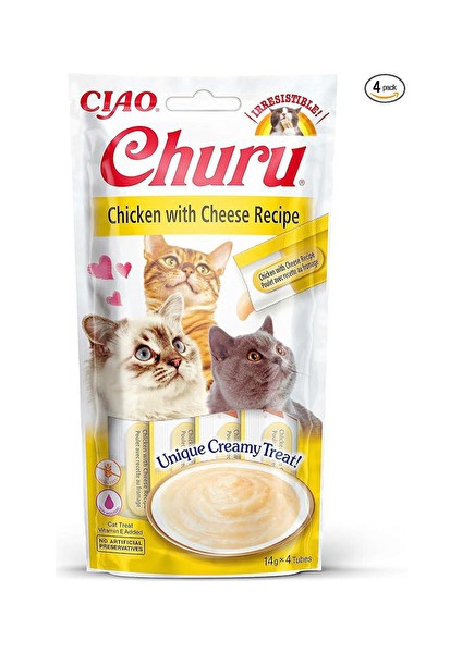Churu Cream Tavuklu ve Peynirli Kedi Ödül Kreması 4 x 14 gr