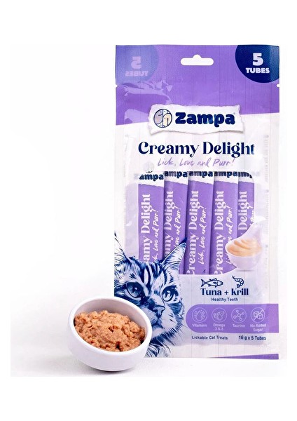 Creamy Delight Ton Balıklı & Krill Kedi Krema Ödül Maması - 16G x 5