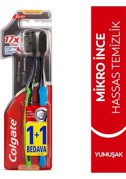 Diş Fırçası Mikro Ince Hassas Siyah 1+1