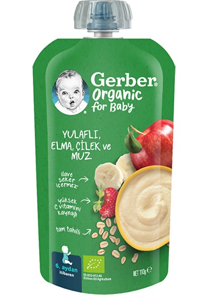 Organik Yulaflı Elma Çilek ve Muz 110 G