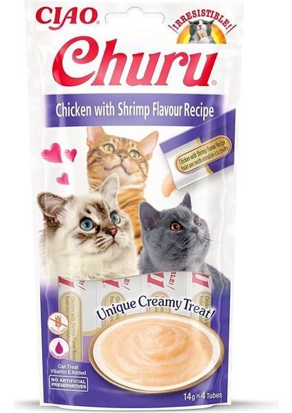 Churu Cream Tavuklu ve Karidesli Kedi Ödül Kreması 4 x 14 gr fiyatları