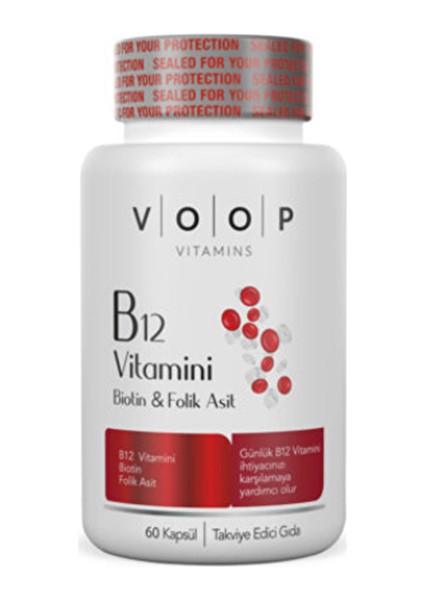 Vitamin B12, Biotin ve Folik Asit İçeren Kapsül Takviye Edici Gıda 60 Kapsül
