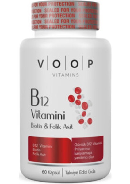 Vitamin B12, Biotin ve Folik Asit İçeren Kapsül Takviye Edici Gıda 60 Kapsül