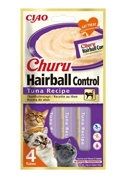 Churu Hairball -Tüy Yumağı Kontrollü- Ton Balıklı Ödül Maması