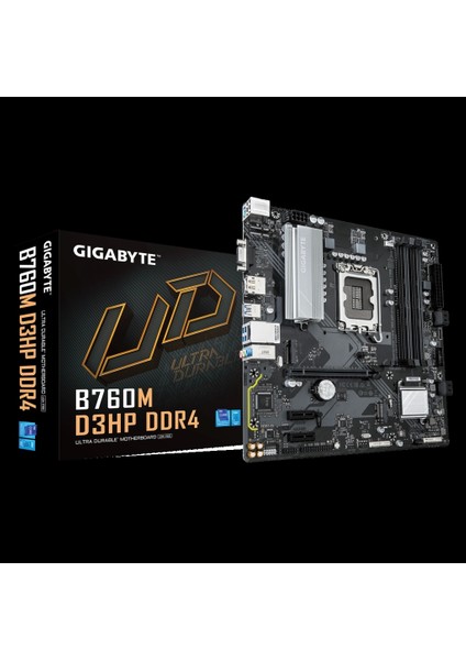 Gıgabyte B760M D3HP Ddr4, 4xddr4, 2xm.2, Dp, Hdmı, Vga, 12-13.14.nesil, LGA1700 Soket, Anakart