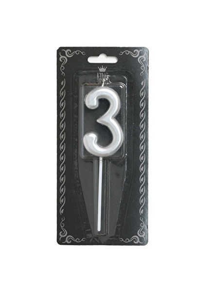 Rakam Mum 3 Numara Gümüş