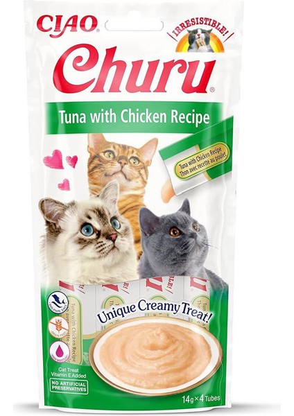 Churu Cream Ton Balıklı ve Tavuklu Kedi Ödül Kreması 4 x 14 gr fiyatları