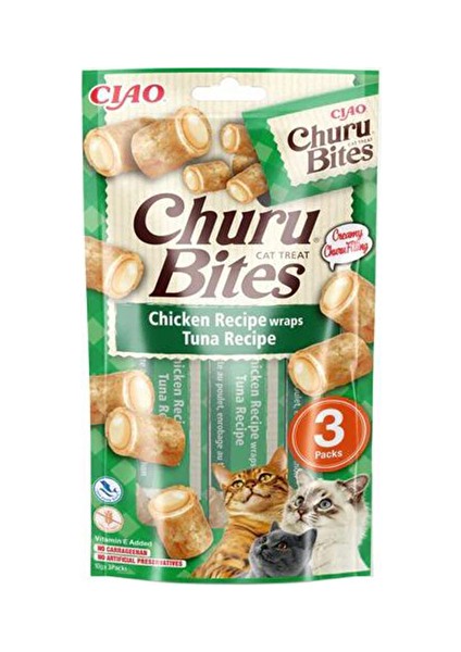 Churu Bites Tavuk Sargılı ve Ton Balıklı Kedi Ödül Maması 3 x 10 gr