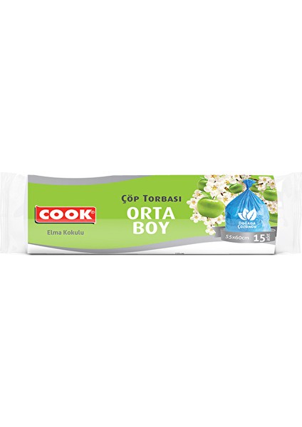 Çöp Torbası Orta Boy Elma Kokulu 15'li