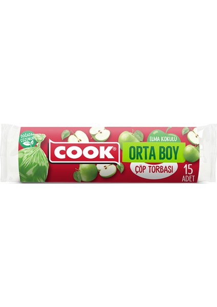Çöp Torbası Orta Boy Elma Kokulu 15'li