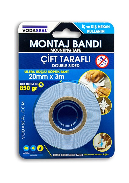 Çift Taraflı Bant Beyaz 20MMX3MT