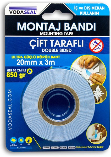 Çift Taraflı Bant Beyaz 20MMX3MT fiyatları