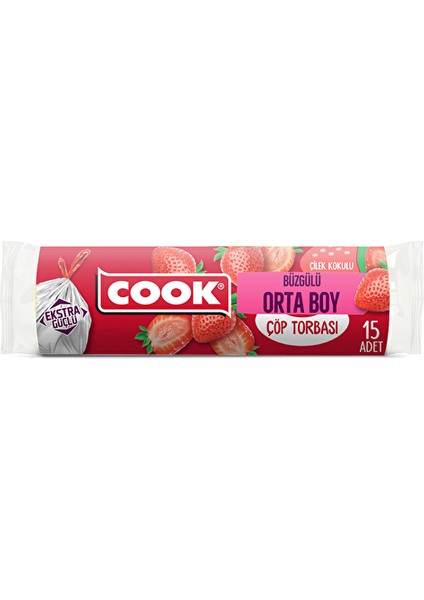Çöp Torbası Büzgülü Çilek Kokulu 15'li