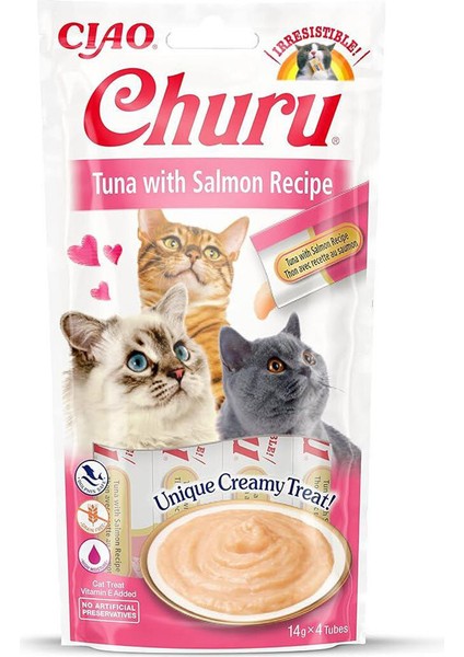 Churu Cream Ton Balıklı ve Somonlu Kedi Ödül Kreması 4 x 14 gr fiyatları