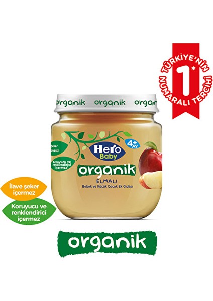 Organik Elmalı Kavanoz Maması 120 G