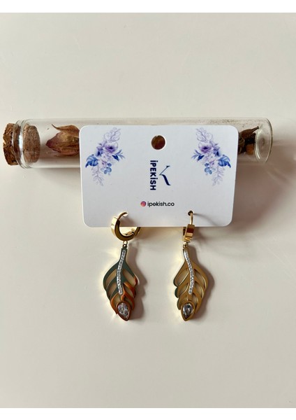 Zirkon Taşlı Bohem Tarz Gold Orta Boy Halka Küpe – Paslanmaz Çelik, Zarif ve Doğal Şıklık fiyatları