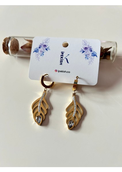 Zirkon Taşlı Bohem Tarz Gold Orta Boy Halka Küpe – Paslanmaz Çelik, Zarif ve Doğal Şıklık fırsatları