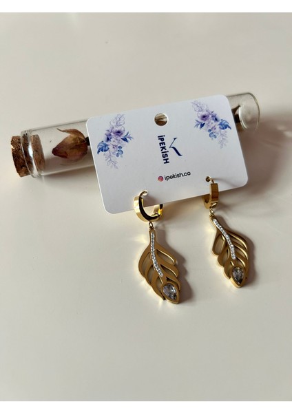 Zirkon Taşlı Bohem Tarz Gold Orta Boy Halka Küpe – Paslanmaz Çelik, Zarif ve Doğal Şıklık indirimleri