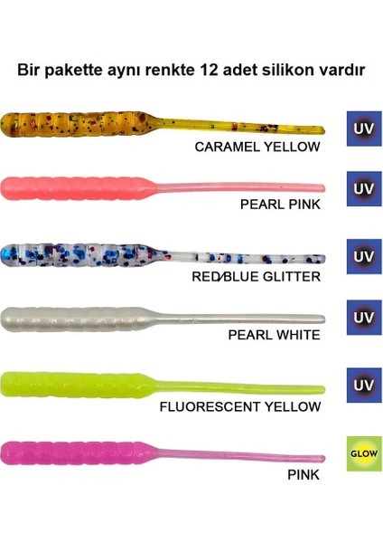 Arrow Worm Lrf Silikonu 5.5cm (12'li Paket) Karides Kokulu